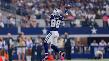 Oct 13, 2024; Arlington, Texas, USA; Dallas Cowboys wide receiver CeeDee Lamb (88) makes a reception during the third quarter against the Detroit Lions at AT&T Stadium. Mandatory Credit: Andrew Dieb-Imagn Images