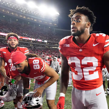 Sept. 7, 2024; Columbus, Ohio, USA;
Ohio State Buckeyes running back TreVeyon Henderson (32) leaves the field following an NCAA Division I football game against Western Michigan on Saturday at Ohio Stadium.