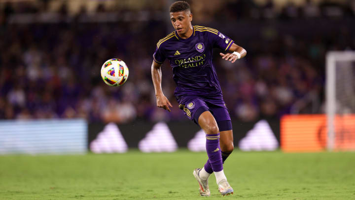 Jul 20, 2024; Orlando, Florida, USA; Orlando City defender Rafael Santos (3) controls the ball against New York City FC in the second half at Inter&Co Stadium. Mandatory Credit: Nathan Ray Seebeck-USA TODAY Sports