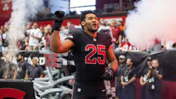 Oct 8, 2023; Glendale, Arizona, USA; Arizona Cardinals linebacker Zaven Collins (25) against the Cincinnati Bengals at State Farm Stadium. Mandatory Credit: Mark J. Rebilas-USA TODAY Sports