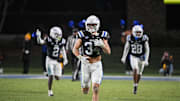 Nov 29, 2025; Durham, North Carolina, USA;  Duke Blue Devils linebacker Luke Mergott (34) reacts after recovering a fumble against the Wake Forest Demon Deacons during the fourth quarter at Wallace Wade Stadium. Mandatory Credit: Zachary Taft-Imagn Images