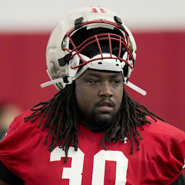 Wisconsin defensive lineman Charles Perkins (30) is shown during spring football practice Wednesday, April 23, 2025 in Madison, Wisconsin.

Mark Hoffman/Milwaukee Journal Sentinel