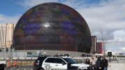 Law Enforcement Responds To Man Climbing Sphere In Las Vegas