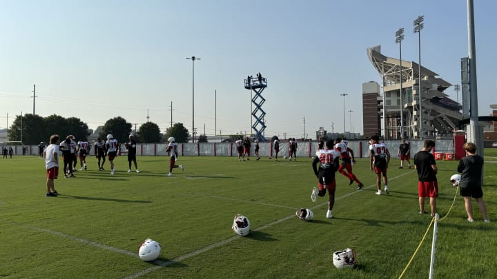 Louisville players practice during fall camp