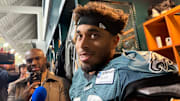 Jaire Alexander answers questions for the first time since joining the Eagles at the trade deadline.