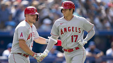 Aug 28, 2022; Toronto, Ontario, CAN; Los Angeles Angels designated hitter Shohei Ohtani (17)