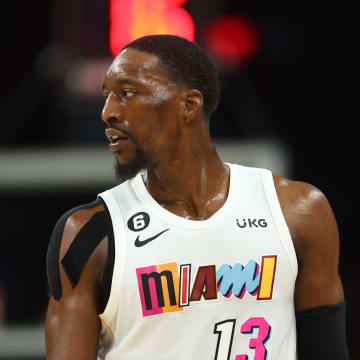 Jan 6, 2023; Phoenix, Arizona, USA; Miami Heat center Bam Adebayo (11) against the Phoenix Suns at Footprint Center. Mandatory Credit: Mark J. Rebilas-USA TODAY Sports