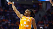 Mar 5, 2025; Oxford, Mississippi, USA; Tennessee Volunteers guard Chaz Lanier (2) looks on after a three-point shot against the Mississippi Rebels during the first half at The Sandy and John Black Pavilion at Ole Miss. Mandatory Credit: Wesley Hale-Imagn Images