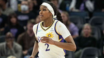 May 6, 2025; San Francisco, CA, USA; Los Angeles Sparks forward Rickea Jackson (2) during the first quarter against the Golden State Valkyries at Chase Center. Mandatory Credit: Kyle Terada-Imagn Images