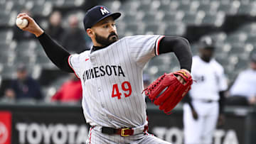Minnesota Twins pitcher Pablo Lopez throws against the Chicago White Sox during the first inning at Guaranteed Rate Field in Chicago on April 2, 2025.