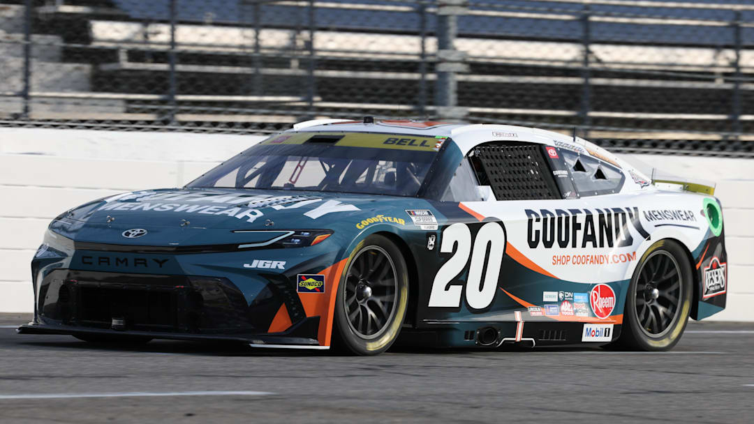 Oct 25, 2025; Martinsville, Virginia, USA; NASCAR Cup Series driver Christopher Bell (20) during NASCAR Cup Series Xfinity 500 Qualifying at Martinsville Speedway.