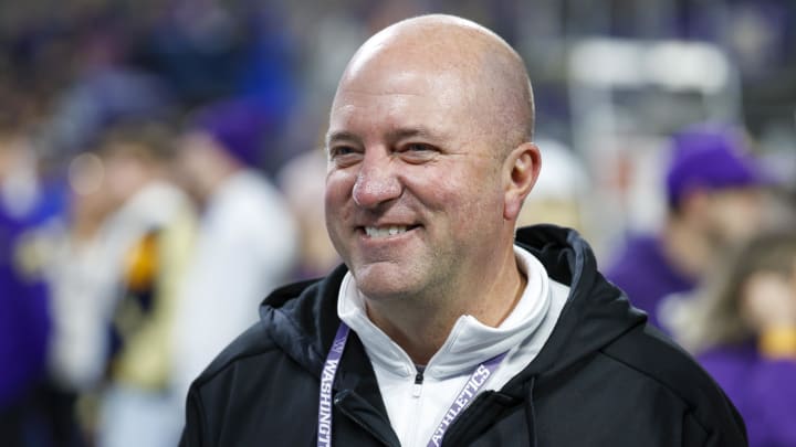 Oct 21, 2023; Seattle, Washington, USA; Washington Huskies Athletic Director Troy Dannen stands on the sidelines before a football game against the Arizona State Sun Devils at Alaska Airlines Field at Husky Stadium