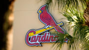 Feb 26, 2021; Jupiter, Florida, USA; A general view of the St. Louis Cardinals logo on the stadium at Roger Dean Stadium during spring training workouts. Mandatory Credit: Jasen Vinlove-USA TODAY Sports