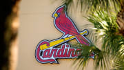 Feb 26, 2021; Jupiter, Florida, USA; A general view of the St. Louis Cardinals logo on the stadium at Roger Dean Stadium during spring training workouts. Mandatory Credit: Jasen Vinlove-USA TODAY Sports