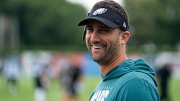  Philadelphia Eagles head coach Nick Sirianni during training camp at NovaCare Complex.