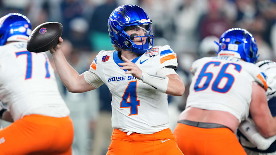 Without Ashton Jeanty, Boise State will need junior quarterback Maddux Madsen to step up and take the lead in 2025. | Joe Camporeale-Imagn Images