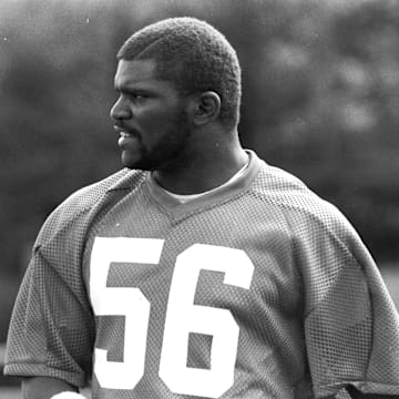 File Photo: New York Giants Hall of Fame linebacker Lawrence Taylor voted the team's top legacy player in its 100-year history.