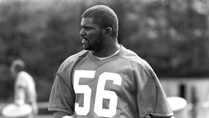 File Photo: New York Giants Hall of Fame linebacker Lawrence Taylor voted the team's top legacy player in its 100-year history.