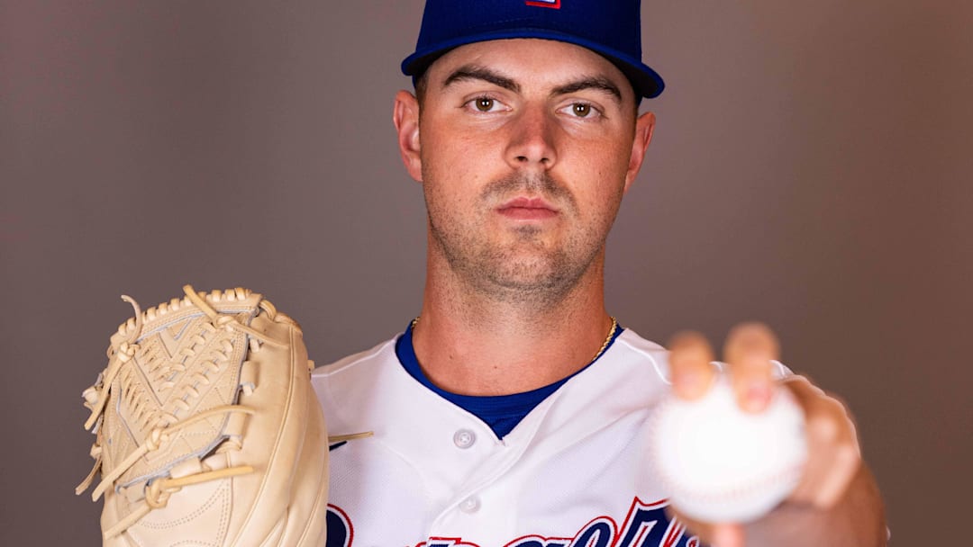 Texas Rangers pitcher MacKenzie Gore during media day at Surprise Sports Complex. 