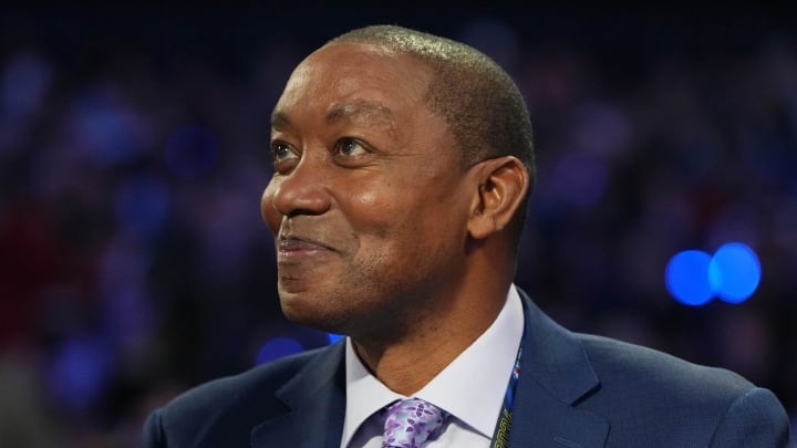 Feb 17, 2024; Indianapolis, IN, USA; Former basketball player Isiah Thomas attends NBA All Star Saturday Night at Lucas Oil Stadium. Mandatory Credit: Kyle Terada-USA TODAY Sports