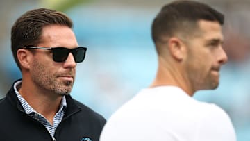 Carolina Panthers general manager Dan Morgan and head coach Dave Canales