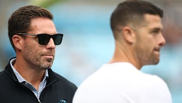 Carolina Panthers general manager Dan Morgan and head coach Dave Canales