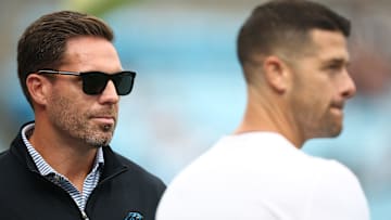 Carolina Panthers general manager Dan Morgan and head coach Dave Canales
