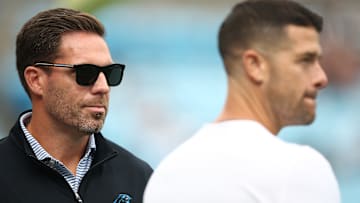 Carolina Panthers general manager Dan Morgan and head coach Dave Canales