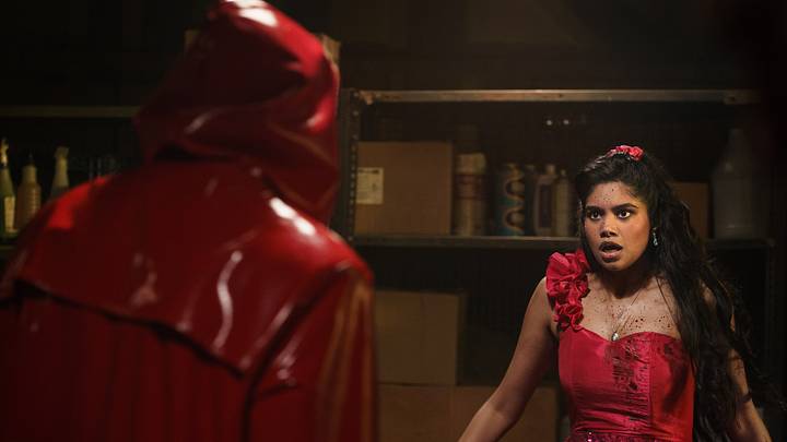 The Killer and Rebecca Ablack as Debbie Winters in Fear Street: Prom Queen