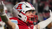 Arrowhead's Ryan Heiman (24) celebrates after returning a kickoff 76 yards for a touchdown, with 35 seconds on the clock, to secure a 18-15 victory over Bay Port in the WIAA Division 1 state football championship game at Camp Randall Stadium in Madison on Friday, Nov. 21, 2025.