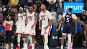 Nov 3, 2025; Inglewood, California, USA; Miami Heat guard Norman Powell (24) celebrates at the end of the game against the LA Clippers at Intuit Dome. Mandatory Credit: Kirby Lee-Imagn Images