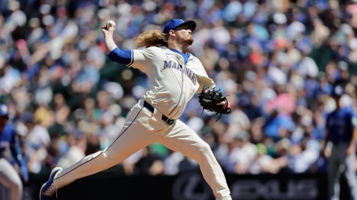 Seattle Mariners pitcher Ryne Stanek throws against the Toronto Blue Jays on June 27 at T-Mobile Park.