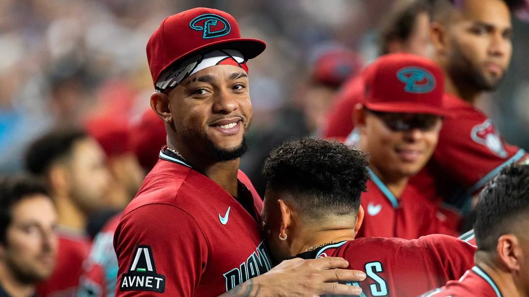 Sep 2, 2026; Phoenix, Arizona, USA; Arizona Diamondbacks second baseman Ketel Marte (left) in the dugout with teammate Ildemaro Vargas against the Philadelphia Phillies at Chase Field. Mandatory Credit: Mark J. Rebilas-Imagn Images Sep 2, 2026; Phoenix, Arizona, USA; Arizona Diamondbacks second baseman Ketel Marte (left) in the dugout with teammate Ildemaro Vargas against the Philadelphia Phillies at Chase Field. Mandatory Credit: Mark J. Rebilas-Imagn Images
