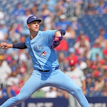 Toronto Blue Jays starting pitcher Bowden Francis (44) throws a pitch against the Philadelphia Phillies during the first inning at Rogers Centre on Sept 4.