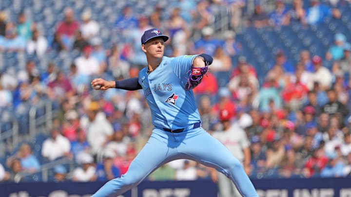 Toronto Blue Jays starting pitcher Bowden Francis (44) throws a pitch against the Philadelphia Phillies during the first inning at Rogers Centre on Sept 4.