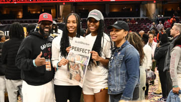 South Carolina basketball wing Bree Hall with her family, including class of 2026 4-star Brooklyn Hall