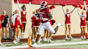 Indiana  running back Justice Ellison (6) runs the ball for a touchdown  against the Western Illinois Leathernecks at Memorial Stadium. 