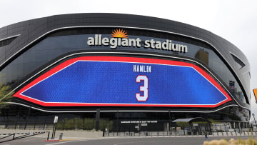 Allegiant Stadium Video Board Lit Up In Support Of Hospitalized Buffalo Bills Player Damar Hamlin