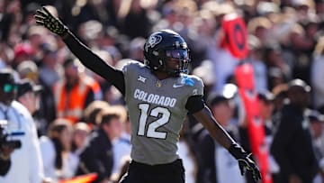 Nov 16, 2024; Boulder, Colorado, USA; Colorado Buffaloes wide receiver Travis Hunter (12) calls for the ball in the first quarter against the Utah Utes at Folsom Field. Mandatory Credit: Ron Chenoy-Imagn Images