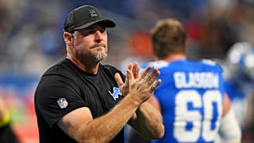 Sep 28, 2025; Detroit, Michigan, USA; Detroit Lions head coach Dan Campbell looks on before the game against the Cleveland Browns at Ford Field. Mandatory Credit: Lon Horwedel-Imagn Images