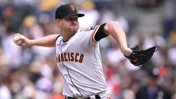 Sep 3, 2023; San Diego, California, USA; San Francisco Giants starting pitcher Alex Cobb (38) throws a pitch against the San Diego Padres during the first inning at Petco Park.