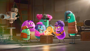 SLUMBER AWARD -- In Pixar Animation Studios’ all-new series “Dream Productions,” the production studio inside Riley’s mind was inspired by real-life film studios—right down to the awards. The new series features the voices of Ally Maki as Janelle, Paula Pell as Paula and Richard Ayoade as Xeni. Written and directed by Mike Jones and produced by Jaclyn Simon, Pixar Animation Studios’ hilarious, mockumentary-style series streams exclusively on Disney+ beginning Dec. 11, 2024. © 2024 Disney/Pixar.