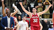 Indiana guard Trey Galloway (32) celebrates during a timeout at  Purdue on Jan. 31.