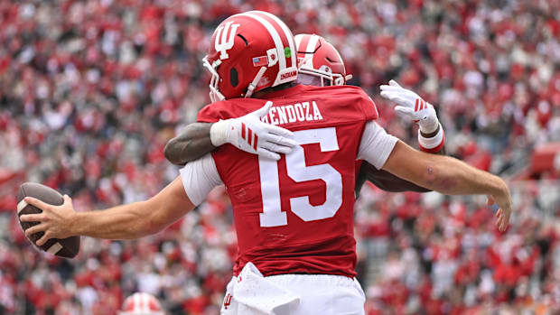 Fernando Mendoza celebrates