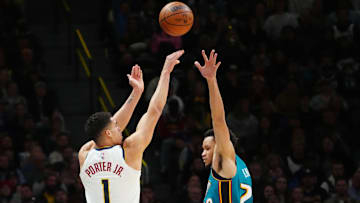 Nov 22, 2022; Denver, Colorado, USA; Denver Nuggets forward Michael Porter Jr. (1): Ron Chenoy-USA TODAY Sports