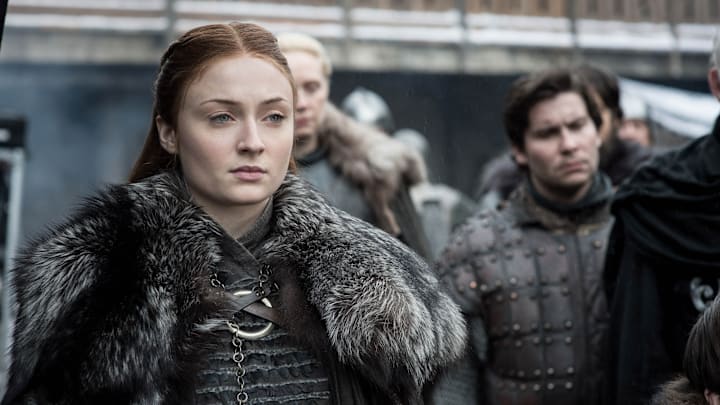 Sophie Turner, Gwendoline Christie, and Daniel Portman in Game of Thrones season 8.