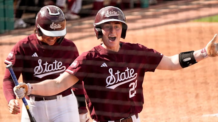 Alabama opened the SEC season on the wrong end of a 9-1 score against Mississippi State at Rhoads Stadium. Mississippi State hitter Jessie Blaine comes to the dugout after hitting a home run. Alabama opened the SEC season on the wrong end of a 9-1 score against Mississippi State at Rhoads Stadium. Mississippi State hitter Jessie Blaine comes to the dugout after hitting a home run.