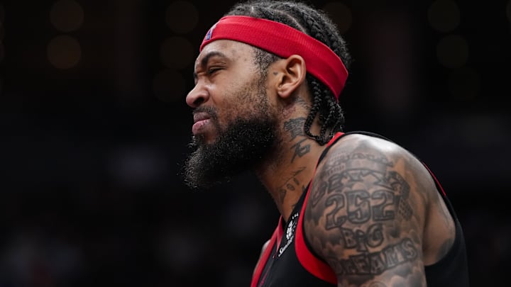 Nov 21, 2025; Toronto, Ontario, CAN;  Brandon Ingram (3) of the Toronto Raptors looks on against the Washington Wizards during the second half at Scotiabank Arena. Mandatory Credit: Kevin Sousa-Imagn Images