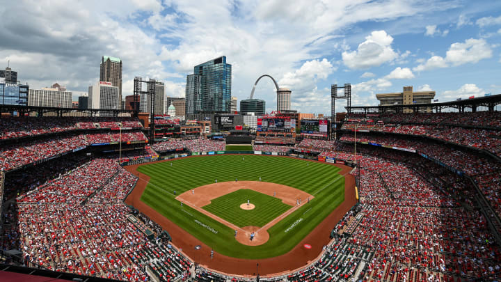 Aug 7, 2022; St. Louis, Missouri, USA;  A general view of Busch Stadium during the third inning of a game between the St. Louis Cardinals and the New York Yankees. Mandatory Credit: Jeff Curry-USA TODAY Sports