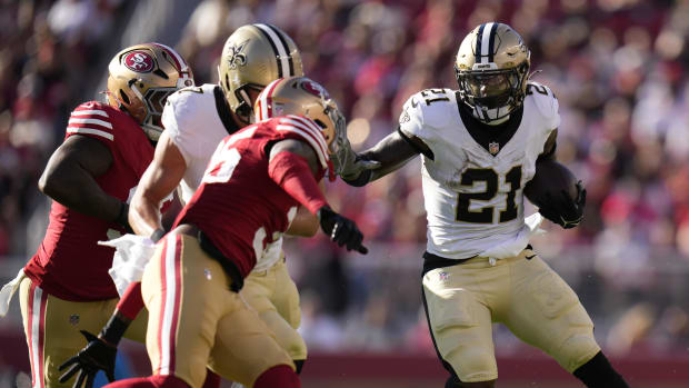 New Orleans Saints running back Jamaal Williams (21) runs the football against the San Francisco 49ers 